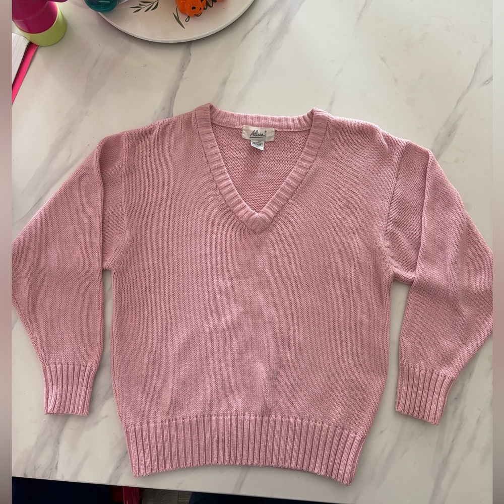 Vintage pink V-neck sweater